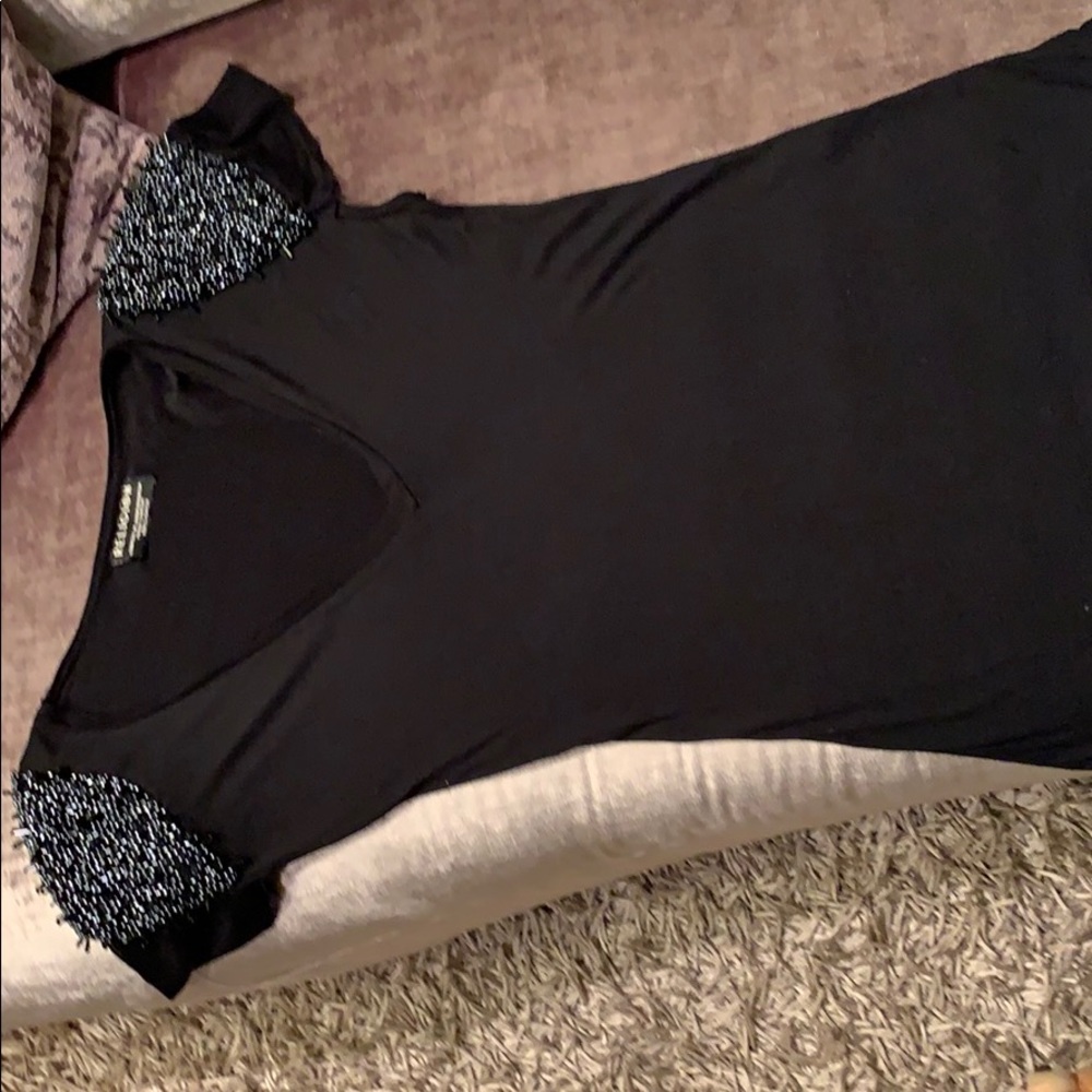 Black T shirt with embellishments